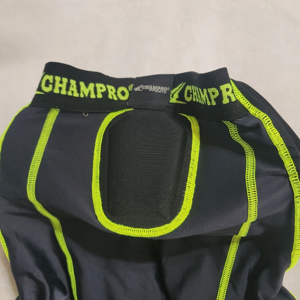 CHAMPRO Bull Rush pad Football Girdle, Adult SMALL Black Neon Green Shorts‎ - Picture 5 of 5